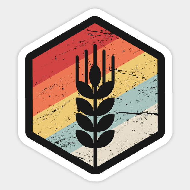 Retro Vintage Wheat Grain Farmer Icon Sticker by MeatMan